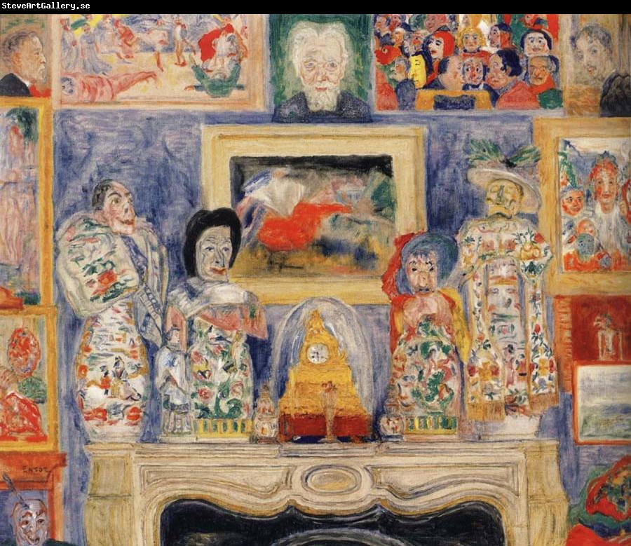 James Ensor Interior with Three Portraits